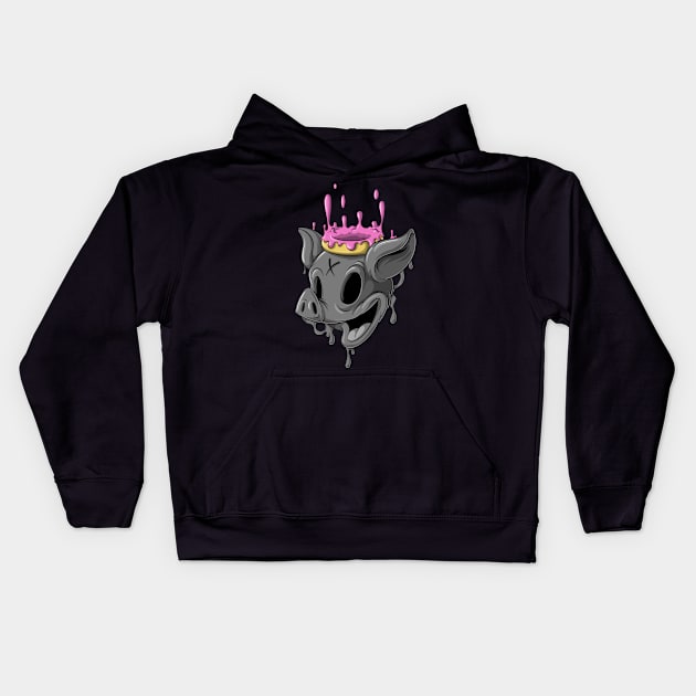 Pig and Donut Kids Hoodie by GCS Designs